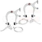 Pro  White Old School Bmx Bike Mx Complete Brake Set  caliper cable  Lever  Bike