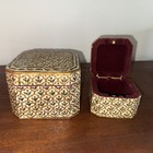 Set Of 2 John Richard Vintage Enamel Embellished Wood Jewelry Keepsake Boxes