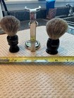 Art Of Shaving 2 Classic Black Resin Pure Badger Brushes W  Nickel Stand