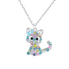 Lovely Rainbow Rhinestone Cat Jewelry Set For Girls Pendant Necklace For Girl