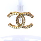 Chanel Gold Tone Cc Brooch Pin W  Pearls   Crystals