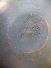 Small Primitive Vintage Wood Bowl Stamped Parrish New Blue Milk Paint 8-3 4 