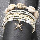 Boho Starfish Shell Beaded Anklet Set Women Beach Charm Layered Ankle Bracelet