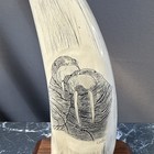 Walrus Pair Scrimshaw Art Sculpture By Cook Company On Wood Stand