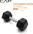 Cap Barbell Coated Hex Dumbbell Weight   Multiple Options 15 Lb  