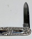 1850s Antique Sterling Silver Two Blade Pen Pocket Knife 2 5 8  Beaded Design
