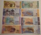 Venezuela Bolivares Set Of 8 Banknotes World Paper Money Unc Currency Bill Note 
