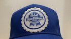 Pabst Blue Ribbon Beer  Cap Blue Hat  6 Panel Snapback Mesh Trucker Hat Nwot