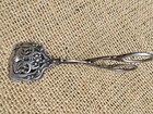 Original Antique Italian Silver 800 ornate Scissor Handled Serving Ice Tongs a49