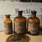 Antique Amber Apothecary Medicines And Essential Oils Quack Medicine Lot Of 3