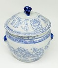 Vtg Chinese Porcelain Blue   White Lidded Ginger Jar  9  X 9 