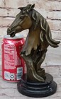 Detailed Art Horse Head Bust Bronze Sculpture Marble Base Statue Figurine