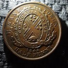 1844 Canadian Bank Of Montreal Half Penny Token -pc-1b3- Variety W die Chip On L