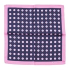 Kiton Navy Blue And Pink Circle Dot Print Silk Pocket Square New