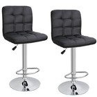 Set Of 4 Black Adjustable Modern Swivel Bar Stools Dining Chair Counter Height