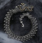 Stainless Steel And Sterling Silver Vintage Retro Dragon Bracelet