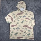 Pescafly Hoodie Mens 2xl Tan Fish Heron Mangrove Print Fishing Performance Shirt