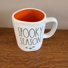 Rae Dunn Spooky Season W  Spiders White Ceramic Mug Orange Interior Halloween