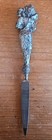 Antique Art Nouveau Woman W  Flowers Sterling Silver Handled Nail File 