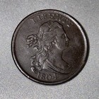 1804 Draped Bust Half Cent Appealing Scarce C-5 Spiked Chin Large Rev Die Cracks