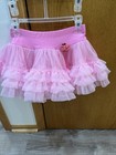 Jona Michelle Girls Pink Layered Glittered Tulle Tutu Skirt  w Roses Xs  2t-4t 