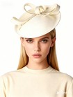 Beige Wedding Fascinators Hats With Bow Tea Party Derby Church Hat For Women