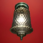 Vintage 1970 s Retro Gothic Smokey Black Coin Spot Glass Light Fixture