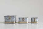 P Decorative Galvanized Metal Boxes With Lids Set Of 3 Sizes Distressed Silver A