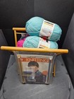 Vintage Folding Wooden Knitting Basket W  Yarn Crochet Supplies Floral Fabric