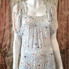 1930 s Vintage Maxi Dress Bias Cut Crepe White   Orange Size 8 Read
