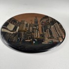 Vtg Hand Painted Etched Copper Wall Plate Middle Eastern Market Scene 10 5   