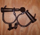 Property Of Alcatraz San Francisco California Working Cast Iron Handcuffs   Key