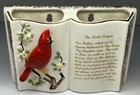 Vintage Ceramic Wall Pocket The Lords Prayer Red Cardinal Bird Open Book Planter