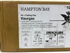 Hampton Bay Vaurgas 44 In  Indoor Brushed Nickel Ceiling Fan New
