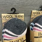 6 Pairs Born Outdoor Women   s Wool Blend Socks Shoe Size 4-10 Assorted New
