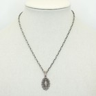 Vintage Sterling Silver Marcasite Miraculous Mary Medal Pendant Necklace 10 7 G