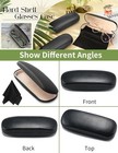 New Clam Shell Hard Eyeglasses Pu Glasses Case Black W microfiber Cleaning Cloth