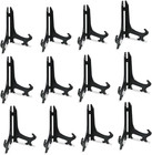 Plate Display Stands  4 Inch Black Plastic Easels  Picture Frame Holders  12 Pcs