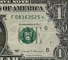 Full Shaded Star Note Error Fancy Serial Number One Dollar Bill F08363525 