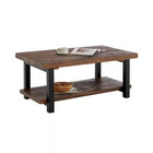 Pomona 42 In  Rustic natural Rectangle Wood Top Coffee Table With Shelf