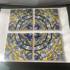 Talavera Mexican Ceramic Tiles Set Of 4 Hand Painted Decorative 4x4