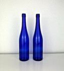 Lot Of 2 Empty Cobalt Blue Glass Riesling Wine Bottles No Labels Crafts Decor
