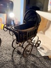 Antique Victorian Style Wrought Iron   Wicker Baby Doll Carriage Rare