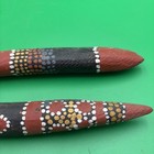 A Pair Of Australian Aboriginal Painted Wooden Clap message Sticks