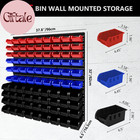 90pc Plastic Wall Mounted Storage Bins Parts Rack Garage Hardware Organizer