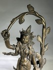 Antique Brass Stand Indian Avalokite  vara Figure Early 1900   s
