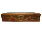Antique Flemish Handmade Pyrography Burnt Wood Box W  Painted Cherries