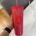 Starbucks 2019 Hot Pink Studded Cold Cup Tumbler Bling Venti 24 Oz Flaw