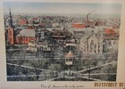 1900s Hand Tinted Birdseye View Applied Decal Metal Picture Aurora Illinois Look