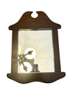 Vintage Mcm Handmade Wooden Wall Mirror   Shelf Farmhouse Cottage Cabin Display